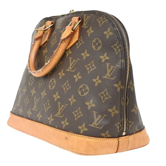 LOUIS VUITTON LV Logo Alma Hand Bag Monogram Leather Brown France M51130 88EF094 - Picture 3 of 16